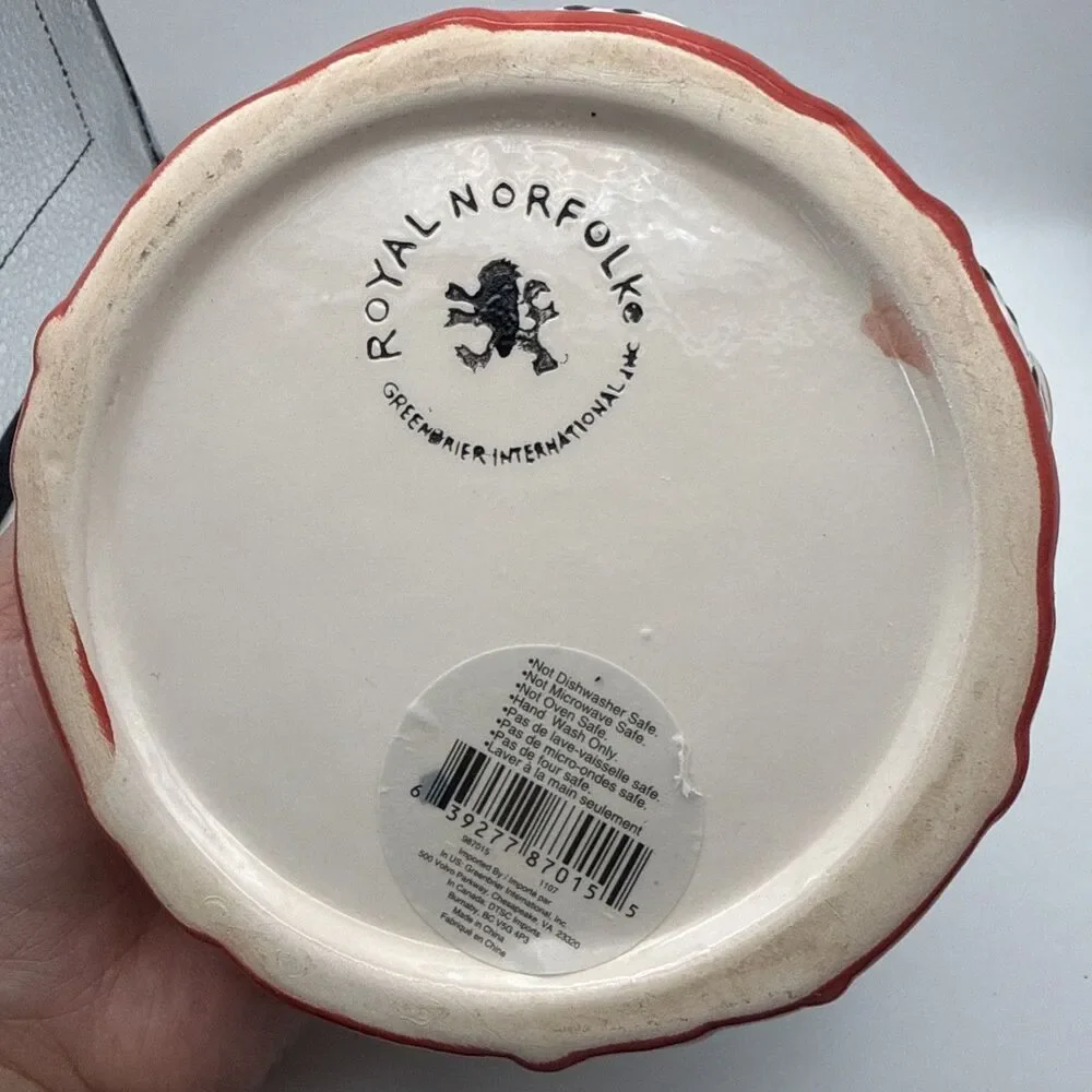 Vintage Royal Norfolk “Christmas Snowman” Holiday Ceramic Candy Dish Bowl, 5.5”